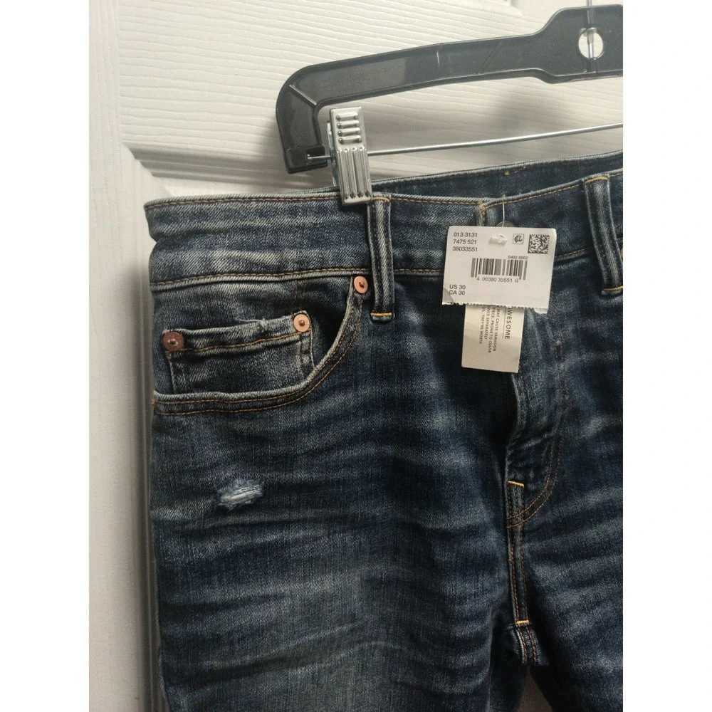 American Eagle Airflex Jean Shorts Mens 30 Blue Denim Distressed 9